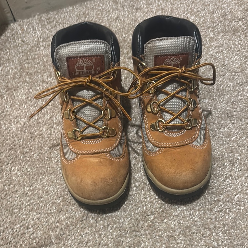 Timberland Tan and Gray Hiking Boots